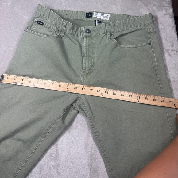 RVCA Men’s Daggers Denim Green Zip Fly Cotton Blend Tapered Skinny Jeans Size 36 - Picture 9 of 16